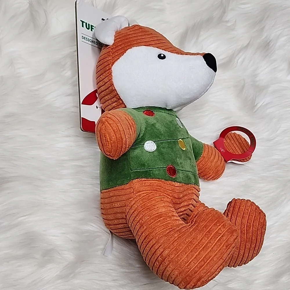 Tuff Toys Christmas Plush Fox Dog Toy with Squeaker - New with Tags